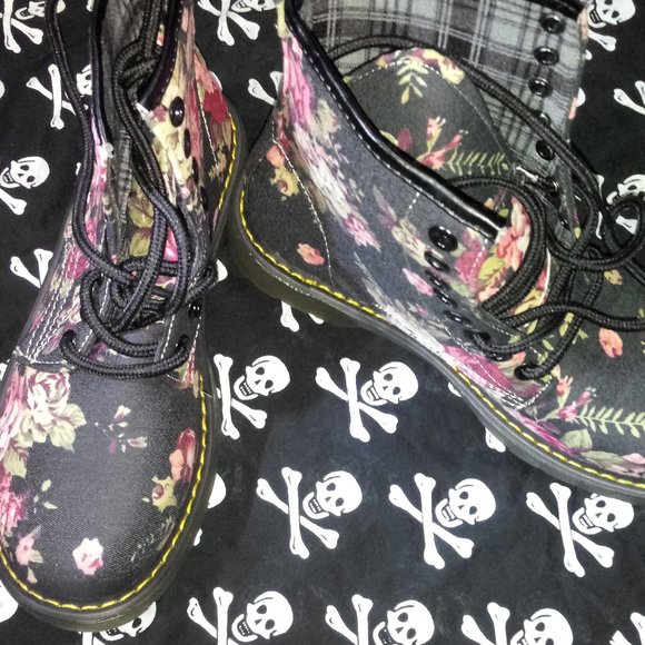 Fashion Binghui Lace Up Combat Boots Floral - Picture 6 of 8